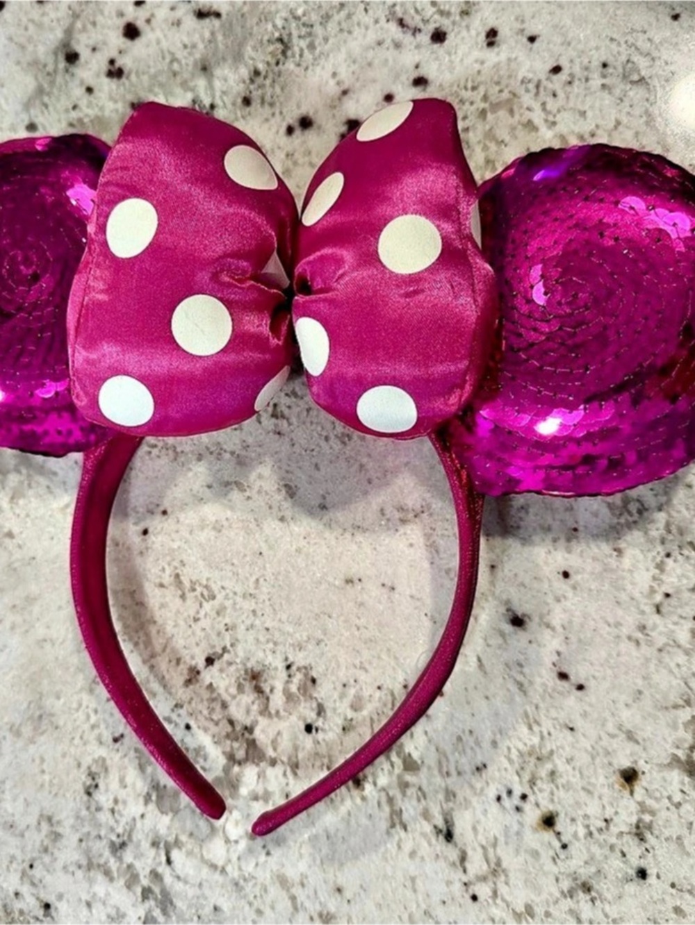 Disney Magenta Sequin Minnie Mouse Ear Headband Pink